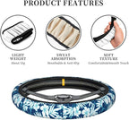 Hawaiian Hibiscus Flower Steering Wheel Cover Non-Slip Auto Steering Wheel Protector Car Accessories Universal Fit 15 Inches for Men Women