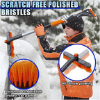 31.5" Detachable Snow Brush and Ice Scraper for Car Windshield, 2-in-1 Winter Snow Removal Tool with Extendable, 360° Rotating Soft Bristle Brush Head and Foam Grip for Most Vehicles (Orange)