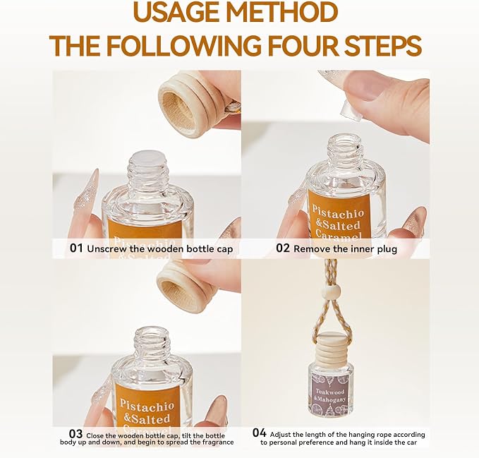 Car Air Freshener Diffuser, Hanging Car Scents Air Freshener, Car Fresheners Long Lasting, Essential Oil Diffuser, Fragrance Oil Air Diffuser, Amber Vanilla 8ml*2pcs