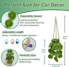 Crochet Hanging Plant for Car,Car Decorations Interior,Plant Aesthetic Car Accessories for Women Interior Cute,Car Ornaments Charms for Rear View Mirror,Boho Car Decoration Gifts