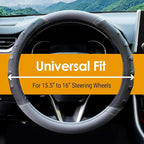 Grey Truck Steering Wheel Cover with Breathable Grip, Premium Faux Leather, Universal fit for Full Size Trucks and SUVs with Steering Wheel Size 15.5" to 16"