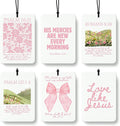 Pink Christian Car Air Freshener 6 Pcs, Pink Bow Flower Religious Bible Verse Hanging Air Freshener for Cars Closet Drawer Books, Christian Girly Car Accessories Mirror Decor for Women