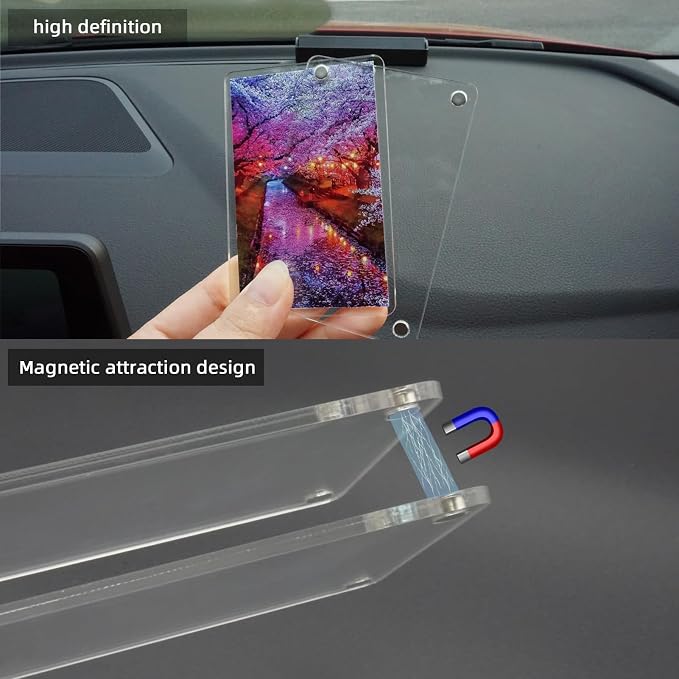 2Pcs Car Picture Holder, Suitable for car Visor, Universal for Any Vehicle Model, Show Personal or Family Photos, Great Gift for Drivers, Car Accessories, Polaroid Photo Frame, 4.7"X3.1"