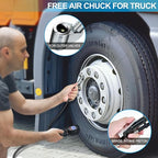 Digital Tire Pressure Gauge with Inflator: 250 PSI Air Compressor Attachment Inflation Gun with Heavy Duty 360° Air Chuck & Extended Hose and Quick Connect Coupler