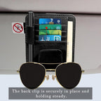2 Pcs Car Sun Visor Organizer, Black | Premium Leather, Sunglasses Holder, Multi Functional Storage Bag, Card Document Holder