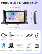 5Ghz WiFi Car Stereo Radio for Toyota Sienna 2011-2014 Support Wireless Carplay Android Auto 9'' HD 1080P Touchscreen with Android 15 GPS Navigation EQ AHD Backup Camera FM/RDS Radio SWC 2G+64G