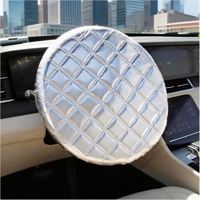 Car Steering Wheel Cover Sun Shade,3-Layer Aluminum Film Car Wheel Cover Protects Against Sun Damage,Universal Sterring Wheels Covers Cars Accessories for Cars,SUVs