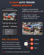 4K+1080P Dash Cam Front and Rear, Built-in WiFi GPS, 32GB SD Card Included | 2.0" IPS Screen, App Controls, Night Vision, 170° Wide Angle, G-Sensor Lock, Loop Recording, 24H Parking Mode, Quick Install
