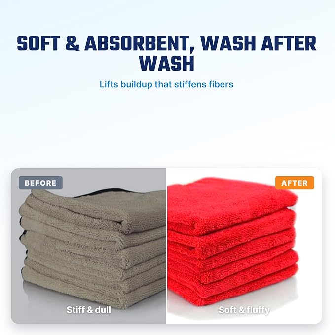 Microfiber Cleaning Cloth and Car Wash Towel Detergent - Concentrated Cleaner for Towels, Microfiber Cloths, and Pads - Removes Dirt, Wax, Grease, Stains, Orange Scent - 128 oz | Microfiber-safe concentrate for towels, mitts, and pads; li...