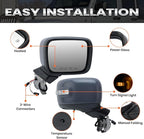 Right Passenger Side Mirror Compatible with Jeep Renegade 2015 2016 2017 2018 2019 2020 2021 2022 2023 Door Mirrors Power Heated with Signal Light Temperature Sensor Prime Paintable (7+2 pins)