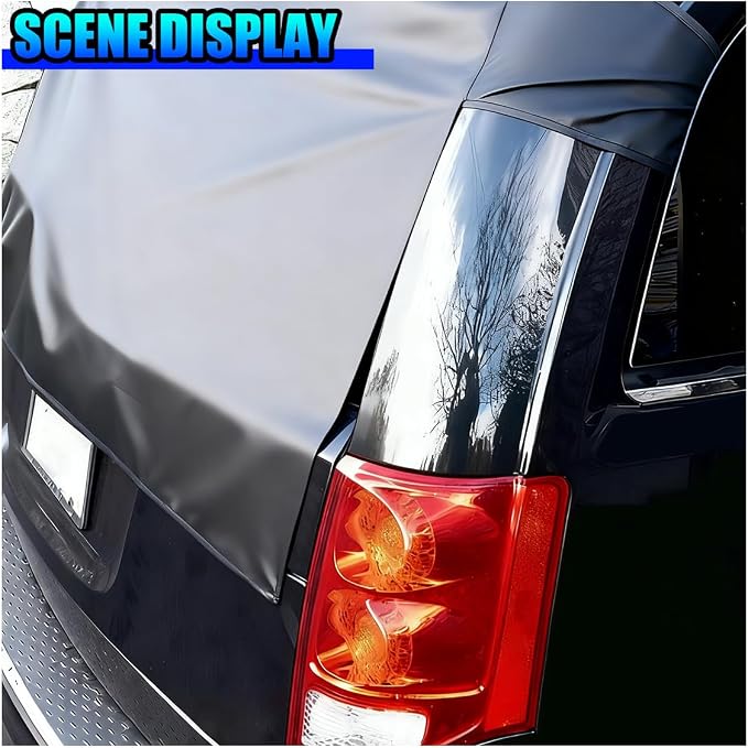 Car Rear Windshield Snow Ice Cover, 57'' × 35'' Waterproof Oxford Car Sun Shade Protector, Universal Winter Windproof Frost Automotive Exterior Accessories for SUV Truck Sedan (Rear)