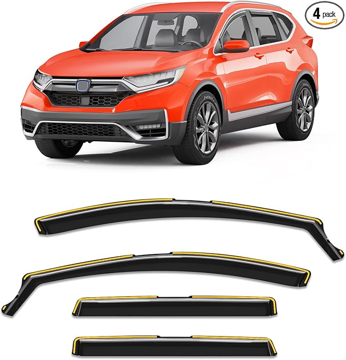 in-Channel Rain Guards Fit for Honda CR-V 2017-2022 Window Rain Guard Extra Durable CRV Window Deflectors Window Vent Visors Vent Shades Exterior Car Accessories-4pcs