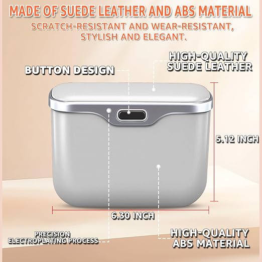 Car Trash Can, Waterproof Multi‑Functional Auto Trash Bin for Door/Console/Seat Back, Universal Vehicle Garbage Can for Car/Truck/SUV Drivers (White)