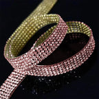 4PCS Bling Car Door Edge Guards Protector, Diamond Auto Side Door Anti-Collision Crash Strip Sticker, Crystals Vehicle Anti-Scratch Bumper Tape, Universal for SUV Truck Pickup (Pink)