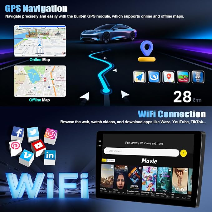 4G+128G for Honda CRV 2012-2016 Android 15 Car Stereo Radio with Wireless CarPlay Android Auto, 9”1280 * 720P IPS Touchscreen, Bluetooth5.0, GPS, WiFi, AHD Rear Camera, EQ, Split Screen, SWC