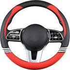 14 inch Cute Steering Wheel Cover for Women Men Faux Leather and Carbon Fiber,Black and Red