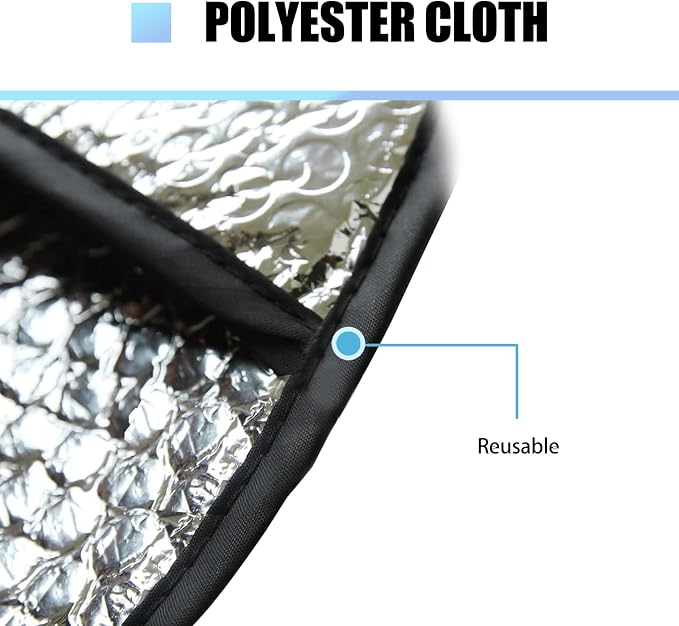 1 PC Car Steering Wheel Sunshade, Polyester Cloth-Wrapped Steering Wheel All-Inclusive Reflective Sun Protection Heat Shield, Decorative Accessories, Suitable for Cars, Trucks, SUVs (Silver)