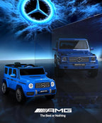 Licensed Mercedes-Benz AMG G63 Ride on Toys,All-Terrain Kids Car with 2.4G Remote Control,Battery Powered Electric Ride On Vehicle w/Bluetooth,Dual Mode of Flashing Light/LED Light,Music,Blue