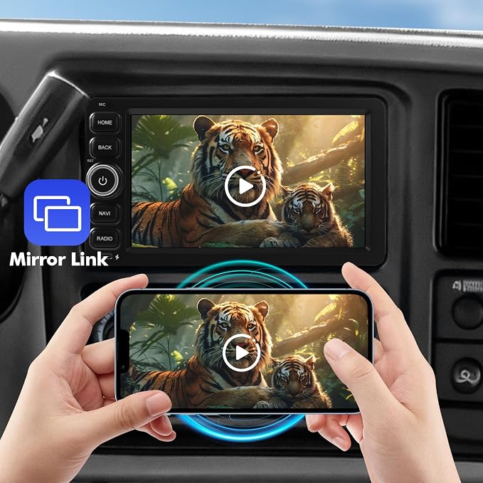 7 Inch IPS 4+64GB Touchscreen Android 14 Car Stereo for Chevrolet Silverado Impala Tahoe GMC Sierra Yukon Hummer with CarPlay & Android Auto Car Radio, Support WiFi 6, Bluetooth 5.4, Backup Camera