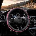 Car Steering Wheel Cover Full Surround - Soft Breathable Anti-Slip Heavyweight Safety Cover, Thick Cushioned Sports Style Universal Fit for Auto Truck SUV (Black/Pink)