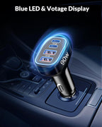 90W 4Port Fast USBC Car Phone Charger Cigarette Lighter USB Charger Adapter | PD/PPS/QC Super Fast Charging, 12-24V USB Outlet, Car Accessories for iPhone 17 16 15 Galaxy Android,Family Travel Essentials