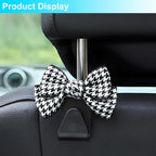 Mandark 2PCS Car Seat Headrest Hooks, Cute Bow Vehicle Hooks for Purses and Bags, Automotive Purse Hook Hanger Interior Decoration Accessories, Universal for SUV, Sedan, Truck (Black/Small)