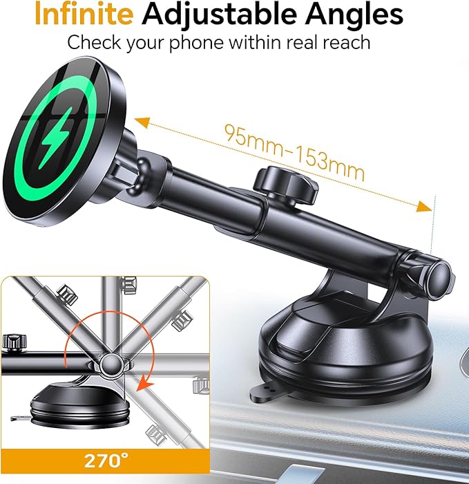 for MagSafe Car Mount Charger【Ultra Magnet】Magnetic Phone Holders for Your Car Charger Magnetic Wireless Car Phone Holder Charger Car Accessories for Women Cell Phone Mount for iPhone 17 16 15