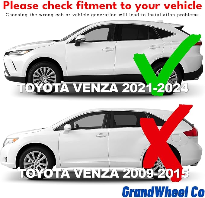 GrandWheel Window Deflectors Smoke Tinted in-Channel Side Window Vent Visor Deflectors Rain Guards Compatible with Toyota Venza 2021-2024 - 4pcs. GW0821