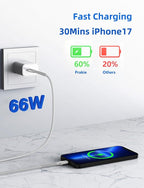 USB C to USB C Cable 10FT, 2Pack USB C Charger Cable, Long Type C Fast Charging Cable Nylon Braided USBC Charger Cord Compatible with iPhone 17/16/15/Plus/Pro Max/Samsung Galaxy S23 and More-Silver