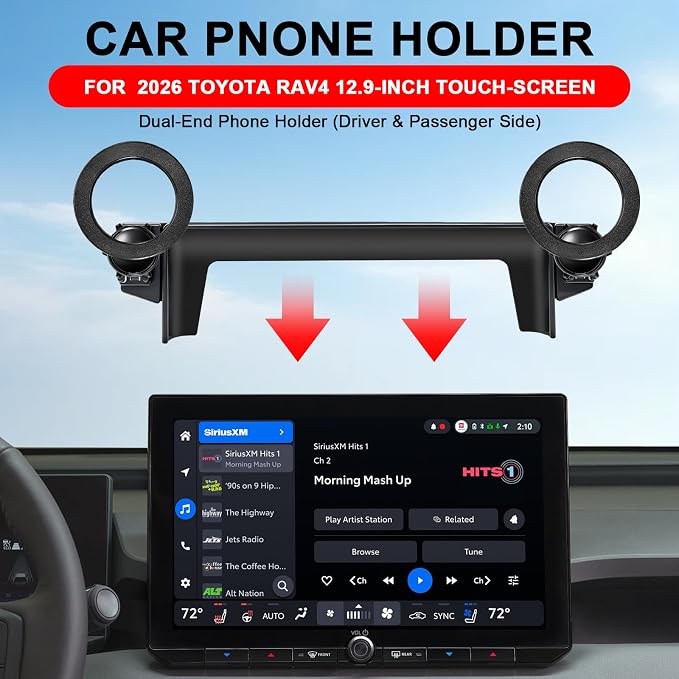 MagSafe Dual-End Car Phone Holder for Toyota RAV4 2026 Accessories | 12.9-Inch Screen Fixed Clip, 2026 RAV4 Cell Phone Holder, 360° Hands-Free Strong Magnetic Phone Mount, Not Block Air Vent