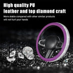 Steering Wheel Cover, Bling Crystal Rhinestones Auto Wheel Protector, Sparkly Cover Universal Fit Diverse 14.5-15 inch Steering Wheel, Interior Decor Car Accessories (White+Purple)