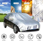 Half Car Cover, Top Cover with Cotton Liner, Waterproof All Season Windshield Sunroof Cover, UV Protector Snow Ice Rain Dust Sun Shade, Universal Car Cover (M Size) for Standard Sedan