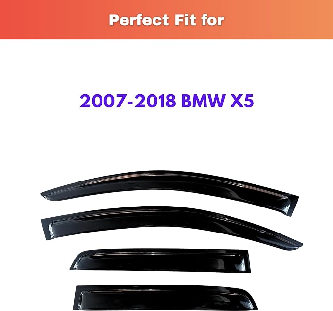 KPY Rain Guards Fit for 2007-2018 BMW X5, Out-Channel Window Visors Vent Wind Deflectors 4PC, Car Accessories for 07-18 BMW X5