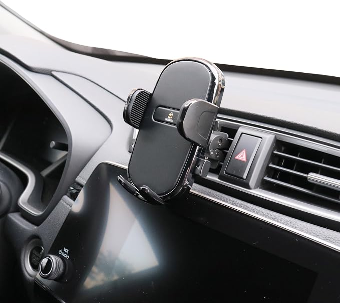 Dashboard Car Phone Holder Mount with Microfiber Cleaning Towel - 360 Rotation Suction Cup Cellphone Mount for Windshield & Vent - Universal & Hands Free Cell Phone Holders for Your Car - Black