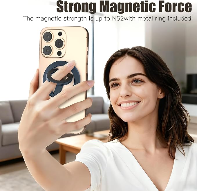 Magnetic Phone Ring for MagSafe Dual-Sided Magnetic Phone Grip Magnet Phone Stand Grip Compatible with iPhone 17/16/15/14/13 Pro Max Plus Mag Safe Accessory for Car Mounts (Blue)