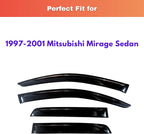 KPY Rain Guards Fit for 1997-2001 Mitsubishi Mirage Sedan, Out-Channel Window Visors Vent Wind Deflectors 4PC, Car Accessories for 97-01 Mirage (Sedan Only)