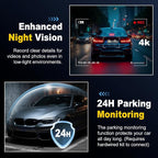 4K+2K Dash Cam Front and Rear, Free 64GB Card Included, 5.8GHz WiFi Dash Camera for Cars, Built-in G-Sensor, 3.2” IPS Screen, 170°Wide Angle, Night Vision, 24 Parking Mode, White