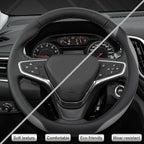 Customized Auto Car Steering Wheel Cover for Chevy Silverado,Tahoe,Equinox,Traverse,Trailblazer,Colorado(Black+Gray - Standard Size)