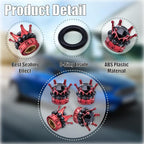 4PCS Crown Bling Tire Stem Valve Caps, Crystal Diamond Car Wheel Tire Valve Caps Universal Copper Core Stem Covers for Cars, SUV, Trucks, Bikes, Motorcycles, Bicycles (Red & Black)