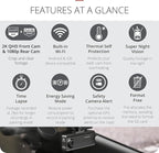 Q200 Dash Cam Front and Rear, WiFi, WDR, Speed Red Light Alerts, ADAS, 256GB Max, Parking Monitor, Night Vision (32GB MicroSD, 12V Cigar, Hardwiring Cable) (2CH Front & Rear)
