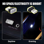 4 PCS USB LED Car Interior Atmosphere Lamp, Portable Mini LED Night Light, Plug-in USB Interface Trunk Ambient Lighting Kit, Universal Interior Accessories for Most Vehicles (White, Purple)