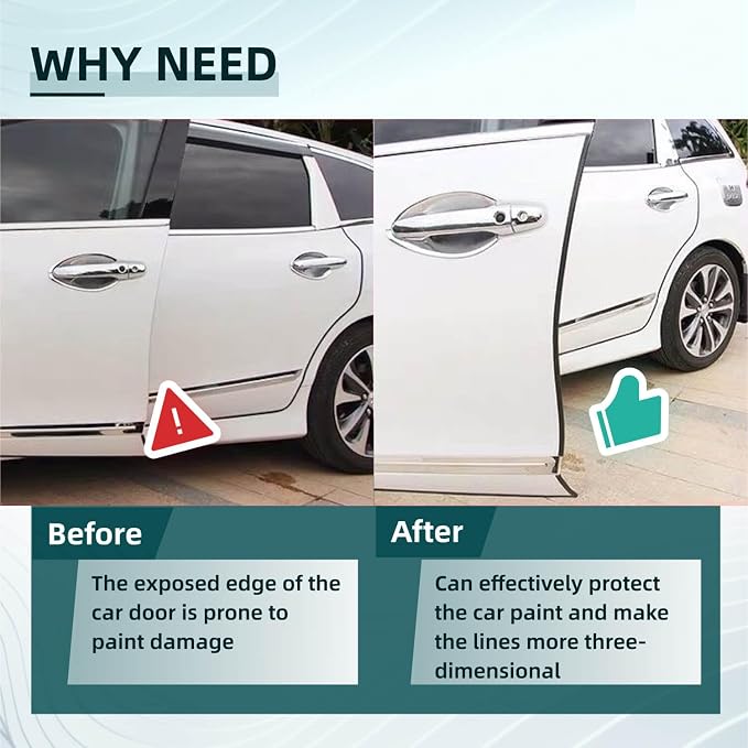 16.5FT(5M) U Shape Car Door Edge Guards Black compatible with Honda CRV SUV 2025 2024 2023 -2017 LX EX EX-L Upgraded- U-Shaped Automotive Trim Car Door Edge Protector No Glue Required, Fade-Resistant