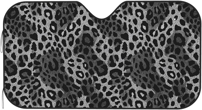 Windshield Sun Shade Cheetah Print Leopard Black Car Front Window Sunshade Cover for Truck SUV Blocks UV Rays Automotive Visor Interior Protector 55 x 30 inch