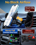 Military-Grade Anti-Shake & 360° Rotatable Suction 2026 Upgraded Car Phone Holder Mount 90+LBS Safest Strongest & Patent Certs Dashboard Windshield Vent for iPhone 17 16 Pro Max Samsung,Gloss Black
