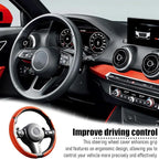 3PCS/Set Car Steering Wheel Cover, Leather Segmented Anti-Slip Automotive Wheel Protector, Soft Breathable Vehicle Steering Protection Covers, Universal Interior Accessories (Orange)