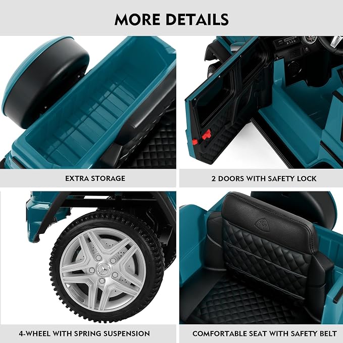 JOYLDIAS Kids Ride On Cars, Licensed Mercedes-Benz Maybach G650S, 12V7AH Battery Powered Toy Electric Car for Kids W/LED Underglow Lights,Remote Control,2 Motors,3 Speeds,Music,Bluetooth,Peacock Blue