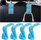 Zpana 4PCS Bling Car Seat Headrest Hooks, Vehicle Back Seat Purse Handbag Hanging Holder with Crystal Rhinestone, Diamond Storage Organizer Hook, Universal Automotive Accessories (Lake Blue)