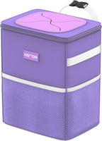Car Trash Can with Lid and Storage Pockets, 100% Leak-Proof Car Organizer, Waterproof Car Garbage Can, Multipurpose Trash Bin for Car, 2 Gallons, Purple, HT138