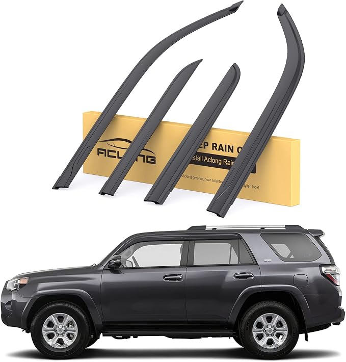 Rain Guards Compatible with Toyota 4Runner 2010-2024, Durable Tape-on Side Window Wind Deflectors & Visors 2010-2024 4Runner Rain Guard, Black 4 PCS
