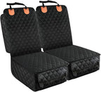 Front Seat Cover 2 Pack, Full Protection Dog Car Seat Cover with Side Flaps, Nonslip Scratchproof Captain Chair Seat Cover Fits for Cars, Trucks, SUVs, Jeep, Black